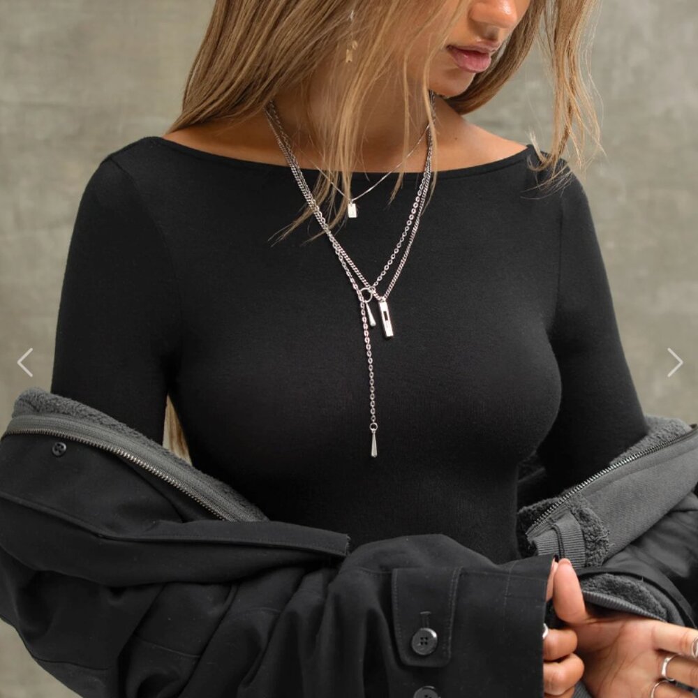 JOAH BROWN - Boatneck Long Sleeve Black (Size S/M)